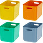 OWill 4-Pack 22L Plastic Storage Bins and Baskets for Efficient Home Classroom Organization – Multiple Colors containers for Kitchen, Cupboard Box, Bathroom Organizer on Shelves and Tubs