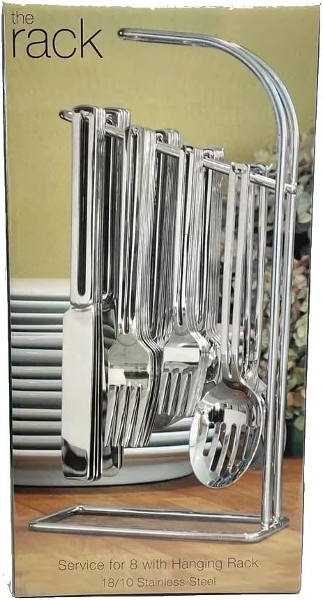 St. James The Rack 42pc 18/10 Stainless Steel Flatware Set on Hanging Rack
