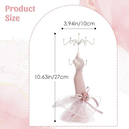 Jewelry Stand Holder, Hanging Jewelry Organizer Elegant Lady Model Earring Necklace Towers Mannequin Princess Dress Rack for Bracelets Earrings Rings Women Girls