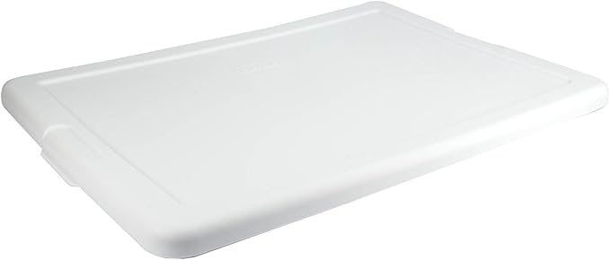 Sterilite 28 Qt Underbed Storage Box, Stackable Bin with Lid, Plastic Container to Organize, Bedroom, Clear Base and White Lid, 1-Pack