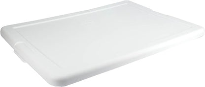 Sterilite 28 Qt Underbed Storage Box, Stackable Bin with Lid, Plastic Container to Organize, Bedroom, Clear Base and White Lid, 1-Pack