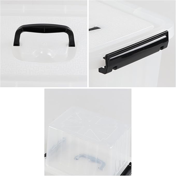 6.5 Quart Clear Storage Latch Box/Bins with Handle, 4-Pack Plastic Container with Lid