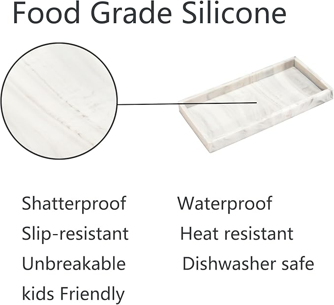 DNC Silicone Bathroom Vanity Tray for Counter, 11.8" Kitchen Sink Soap Tray for Dish Holder Dispenser Countertop Toilet Tank Decor Organizer