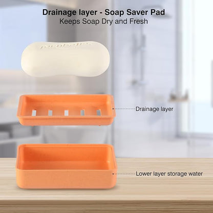 Plastic Soap Dish, Soap Bar Holder with Drip Tray, Draining Soap Box for Shower,Kitchen, Bathroom
