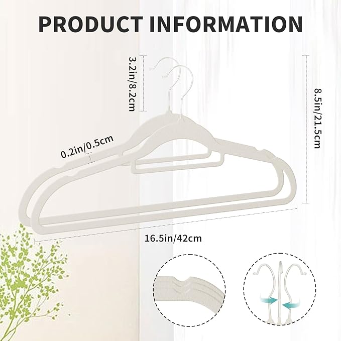 30 Pack White Velvet Hangers, Ultra Slim Non-Slip Felt Coat Suit Hangers with Space Saving 360° Swivel Hook, Modern Clean Look for Closet Organization