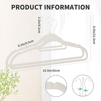 30 Pack White Velvet Hangers, Ultra Slim Non-Slip Felt Coat Suit Hangers with Space Saving 360° Swivel Hook, Modern Clean Look for Closet Organization