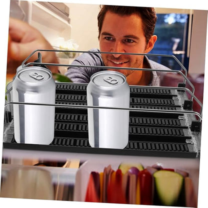 KICHOUSE 3pcs Beverage Propeller Glide Drink Dispenser Organizer for Refrigerator No Tilt Design