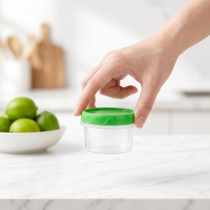EONJOE 2 oz Plastic Containers with Lids Small Salad Dressing Container To Go Condiment Sauce Dipping Cups Jar Airtight,12-pack