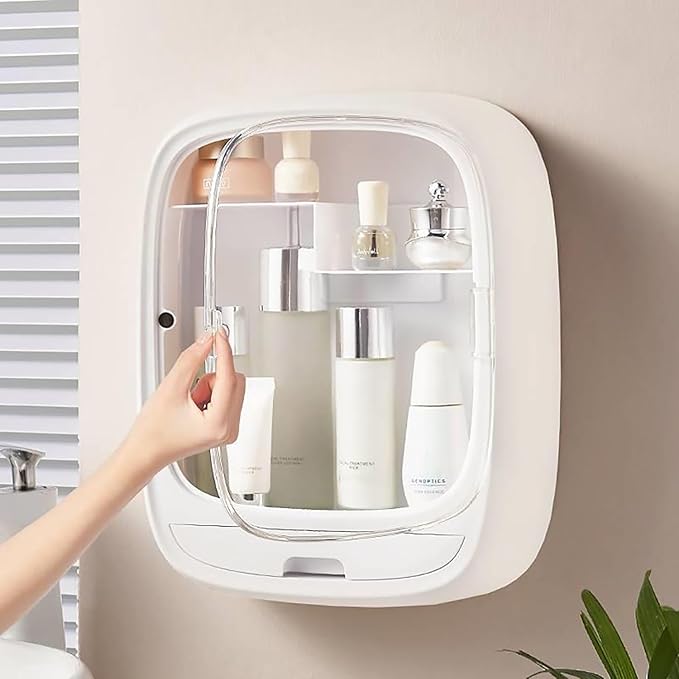 Makeup Organizer Shelf,Wall-Hanging Cosmetics Organizer and Storage Box,Cosmetic Display Cases,Wall-Mounted Storage Rack for Cosmetics,Skincare and Hair Accessorie