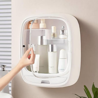 Makeup Organizer Shelf,Wall-Hanging Cosmetics Organizer and Storage Box,Cosmetic Display Cases,Wall-Mounted Storage Rack for Cosmetics,Skincare and Hair Accessorie