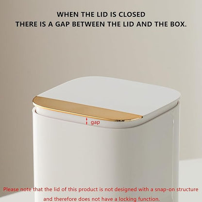 Makeup Brush Holder with Lid, Push Pop-Up Makeup Brush Organizer,4 Slots Makeup Cosmetics Organizerfor Vanity Decor, Bathroom Countertop ,Large Capcity, Dustproof,Waterproof | White and Gold