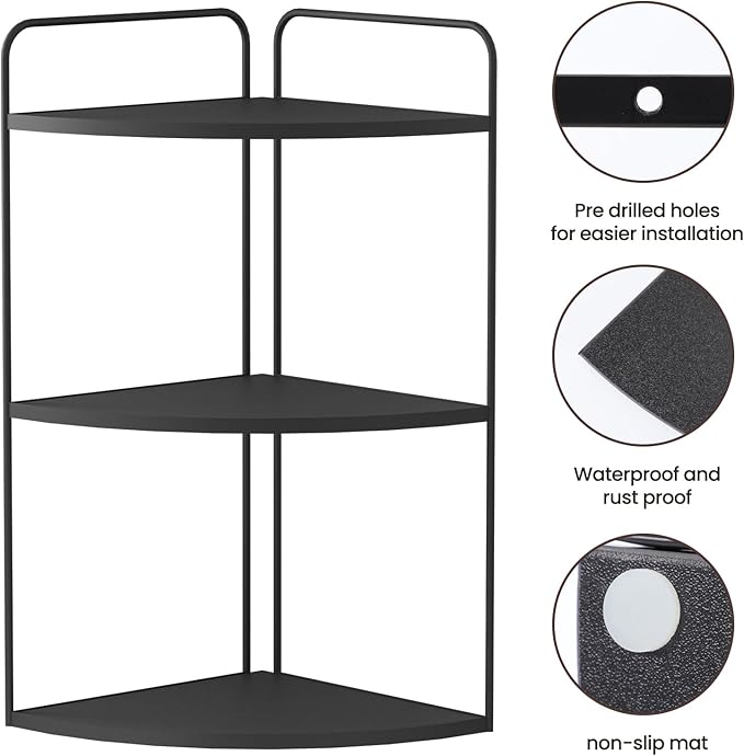 Forest Angle Bathroom Counter Organizer,Countertop Organizer,Vanity Organizers,Bathroom Storage,Bathroom Sink Caddy,Counter Shelf,Corner Counter,Corner Shelves(Black)