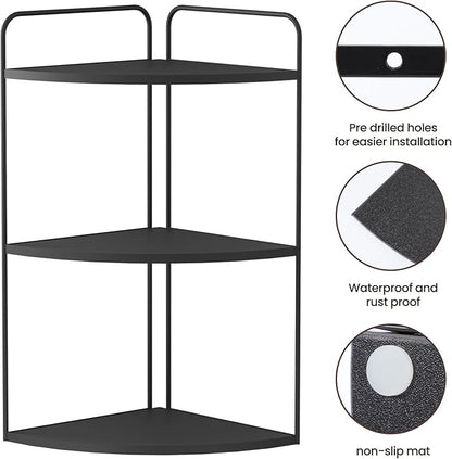 Forest Angle Bathroom Counter Organizer,Countertop Organizer,Vanity Organizers,Bathroom Storage,Bathroom Sink Caddy,Counter Shelf,Corner Counter,Corner Shelves(Black)