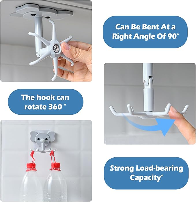 2-Pack 360° Rotating Jewelry Organizer, Self-Adhesive Necklace Hanger for Storing Necklaces, Bracelets, Watches, Rings, Ideal for Walls, Closets, Doors, and Bathrooms (White)