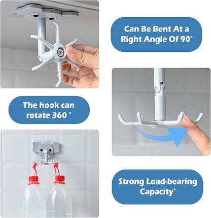 2-Pack 360° Rotating Jewelry Organizer, Self-Adhesive Necklace Hanger for Storing Necklaces, Bracelets, Watches, Rings, Ideal for Walls, Closets, Doors, and Bathrooms (White)