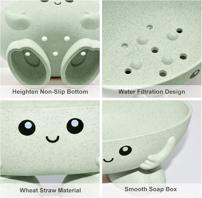 Soap Holder, Cute Soap Dish, Creative Lovely Bar Soap Tray Counter for Shower Bathroom Kitchen Countertop - Green