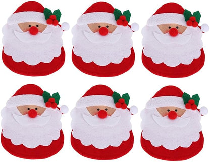 Amosfun 6pcs Christmas Silverware Holder Pockets Santa Claus with holly berry leaf Forks Bags Cutlery Holders Pockets Christmas Table Decorations