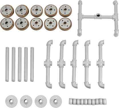 LOYALHEARTDY Industrial Hat Rack Stand, 5 Tier 10 Round Hat Hangers Hat Display Stand Freestanding Hat Organizer Rack Display Stand for Wig, Cap, Baseball Hat (Sliver)