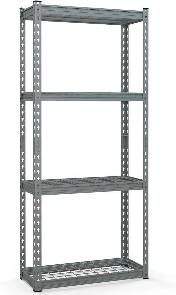Goplus 4-Tier Metal Shelving Unit, Heavy Duty Wire Storage Rack with Anti-Slip Foot Pads, Height Adjustable Shelves for Warehouse, Kitchen, Living Room, Garage, 12" D x 27.5" W x 60" H