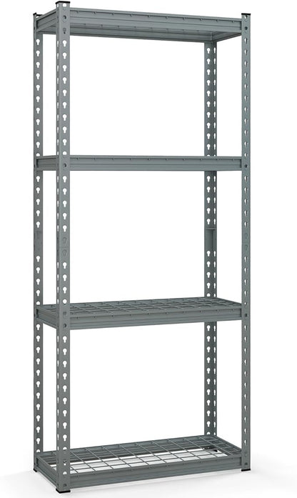 Goplus 4-Tier Metal Shelving Unit, Heavy Duty Wire Storage Rack with Anti-Slip Foot Pads, Height Adjustable Shelves for Warehouse, Kitchen, Living Room, Garage, 12" D x 27.5" W x 60" H