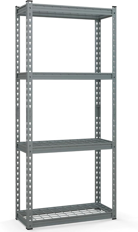 Goplus 4-Tier Metal Shelving Unit, Heavy Duty Wire Storage Rack with Anti-Slip Foot Pads, Height Adjustable Shelves for Warehouse, Kitchen, Living Room, Garage, 12" D x 27.5" W x 60" H