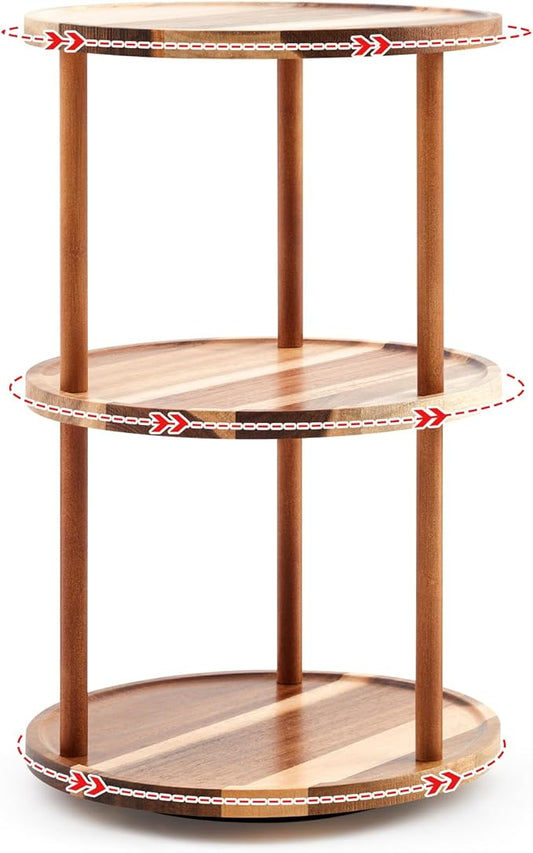 Briwooody 3-tier Lazy Susan Organizer 10 Inch, Rotating Spice Rack, Spinning Organizer, Industrial Turntable Spice Rack for Cabinet, Kitchen Countertop, Pantry