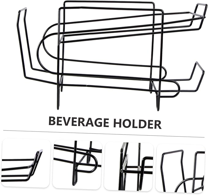 PRETYZOOM 1pc Rolling Drink Storage Rack Space-saving Beverage Holder for Refrigerator Dual-layer Canning Organizer Black for Kitchen and Pantry Organization
