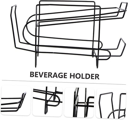 PRETYZOOM 1pc Rolling Drink Storage Rack Space-saving Beverage Holder for Refrigerator Dual-layer Canning Organizer Black for Kitchen and Pantry Organization