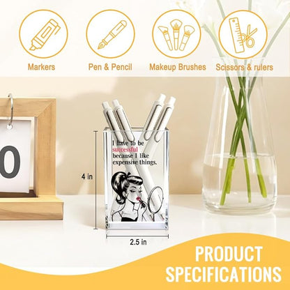 I Have To Be Successful Acrylic Cosmetic Pencil Pen Holder Cup, Inspirational Quote Gifts for Daughter Niece Friend, Career Woman Motivation Gifts for Makeup Artist Entrepreneur Coworker Boss