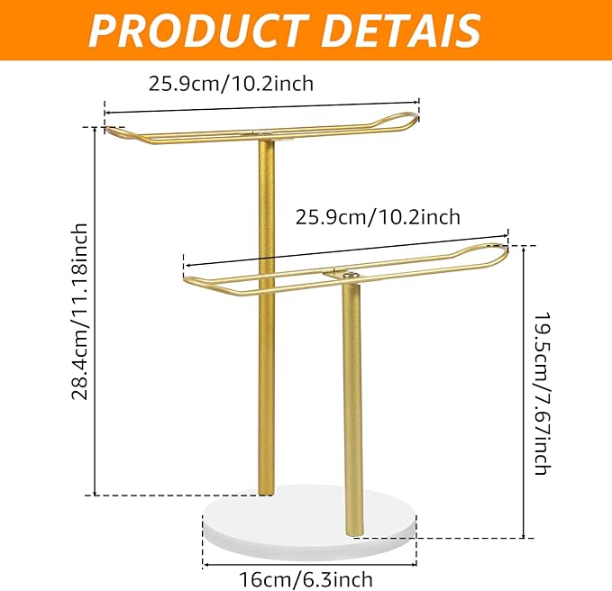 Headband Holder Organizer, Metal Hair Hoop Display Stand Headband Organizer Storage Hair Ropes Accessories Bracelets, for Women Girls Bedroom Decor, College Dorm Room Decor (Double Layer)