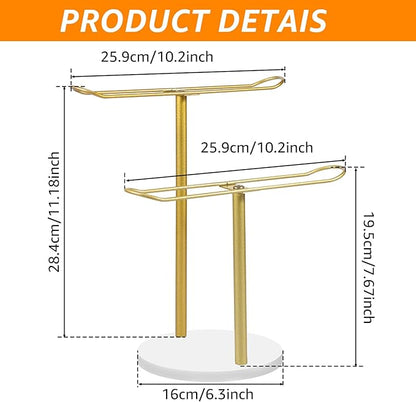 Headband Holder Organizer, Metal Hair Hoop Display Stand Headband Organizer Storage Hair Ropes Accessories Bracelets, for Women Girls Bedroom Decor, College Dorm Room Decor (Double Layer)