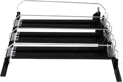 Adjustable Beverage Dispenser, Can and Bottle Organizer, Curved Spring Design, Holds Up to 6 Drinks, Easy Install for Fridge or Pantry (3Pcs)
