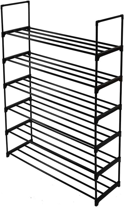 6 Tiers Shoe Rack Natural Bamboo Shoes Shelf Storage for Hallway Entryway Closet Wooden Stackable Shoe Organizer (Style C)