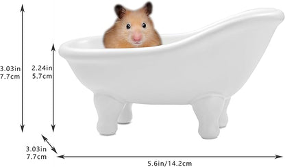 1piece 5.6" White Ceramic Mini Bathtub Soap Dish Small Planter Makeup Organizer Container Hamster Bathtub (White)