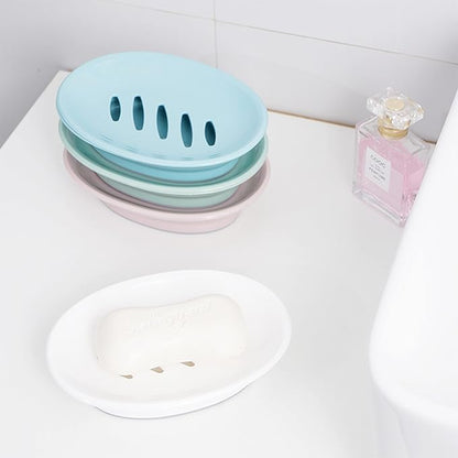Soap Holder Storage Rack Plastic Dish 2-Pack With Drain Easy Cleaning Saver Dry Stop Mushy Tray for Shower Bathroom