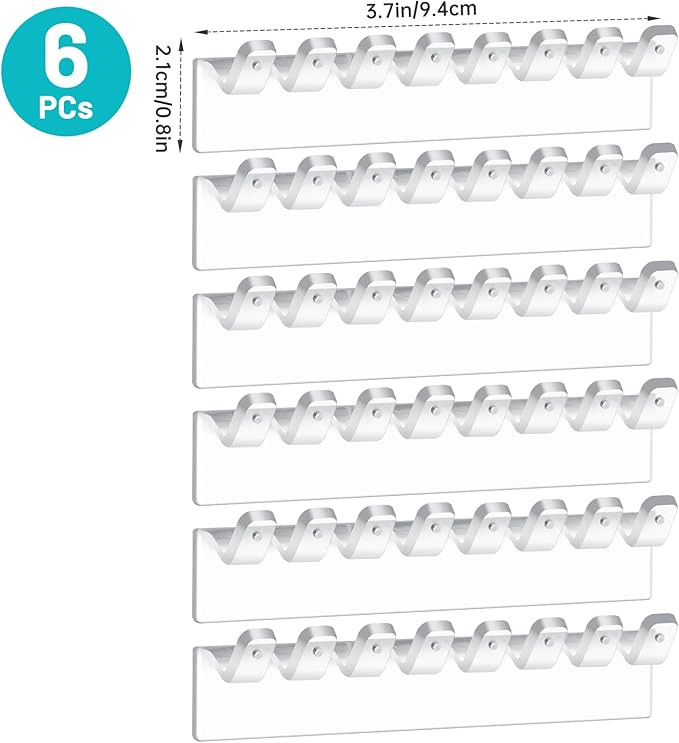 NiHome 6-Pack 48 Hooks Wall-Mounted Clear Plastic Jewelry Organizers for Earrings, Necklaces, Bracelets, Rings, Studs, No-Drill Adhesive Installation Racks for Closet, Bathroom, Bedroom, Mirror