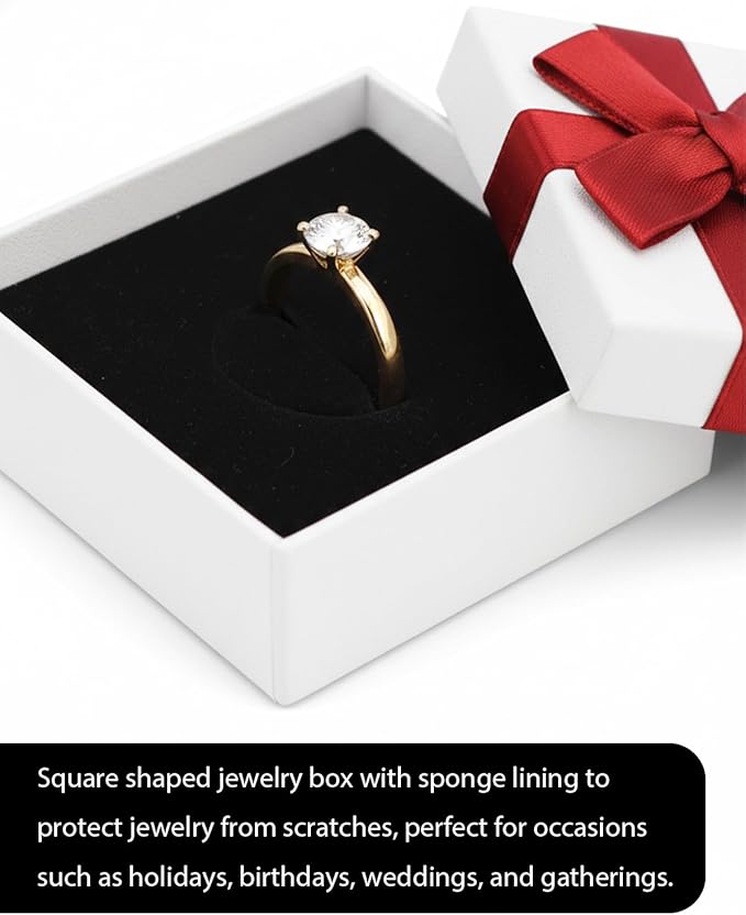 Rocutus Jewelry Gift Boxes for Necklace, Earring, Ring - Cotton Filled Cardboard Paper Jewelry Box Gift Cases for Wedding, 12 Pack Engagement, Gift Packaging, Luxury Jewelry Box, Ring Box (White)
