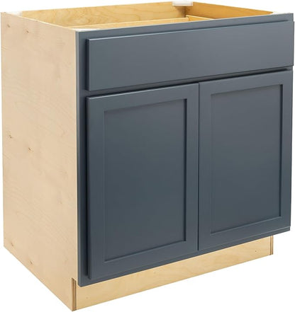 Quicklock RTA (Ready-to-Assemble) | Base Kitchen Cabinets - Shaker Style | Made in America (Needlepoint Navy, 30" Wx34.5 Hx24 D Base)