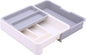 HornTide 3-in-1 Cutlery Tray, Expandable Utensils Holder, Plastic Kitchen Drawer Organizer for Silverware Storage and More - Gray