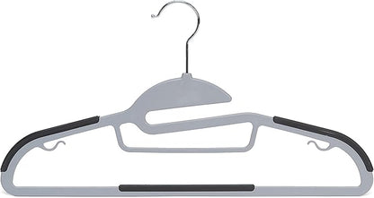 Amazon Basics Space Saving Non-Slip Rubber Coated Plastic Hangers with 360° Swivel Hook, Thin, Gray, Pack of 50