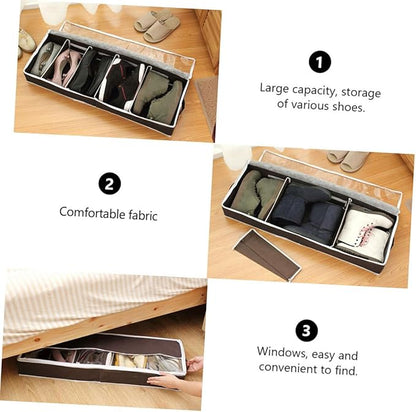 Cabilock Visible Window Foldable Non Woven Shoe Storage Box with Compartments for Home Organization Space Saving Portable Shoe Bag for Dust and Travel Small