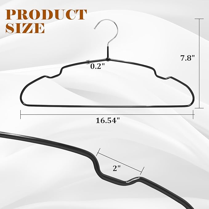 Clothes Hangers,50 Pack Black Metal Hanger Space Saving,Non Slip Coat Hanger for Shirt, Dress, Pants,Heavy Duty Clothes Hanger