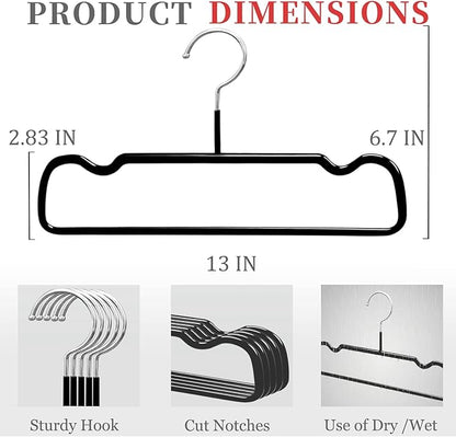 Non-Slip Rubber Pants Hangers,20 Pack Slim Thin Space-Saving Trouser Hanger,Rust-Free Closet Clothes Organizer for Slacks Scarf Ties,13.3inch