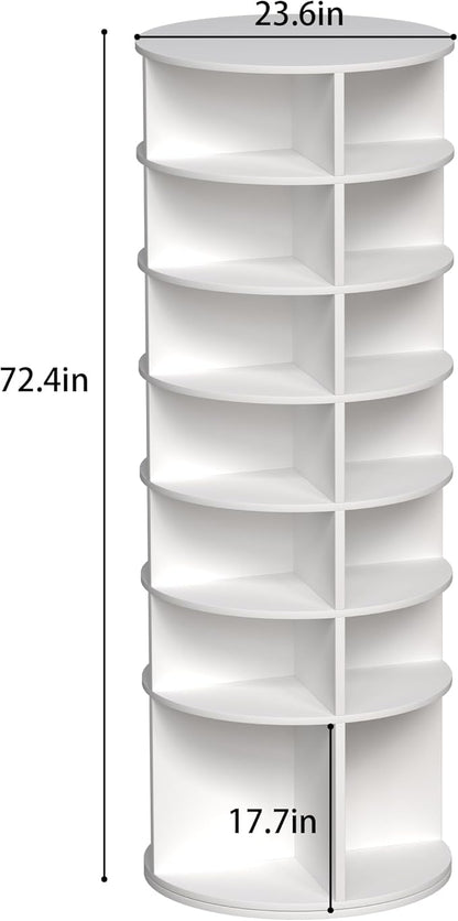 HomVent Rotating Shoe Rack Tower, 7-Tier Spinning Shoe Rack, Freestanding 360° Revolving Shoe Organizer, High Bottom Design Shoe Tower Spinning Storage, Fits 28 Pairs of Shoes