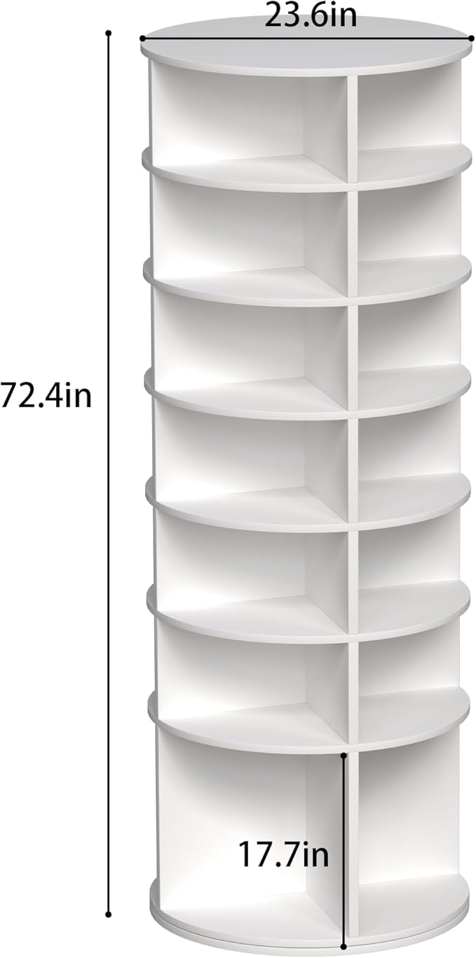 Rotating Shoe Rack Tower, 360-Degree Circular Storage Organizer for Shoes and Handbags, Vertical Space-Saving Cabinet for Entrance Hall, Independent Rotating Shoe Shelf