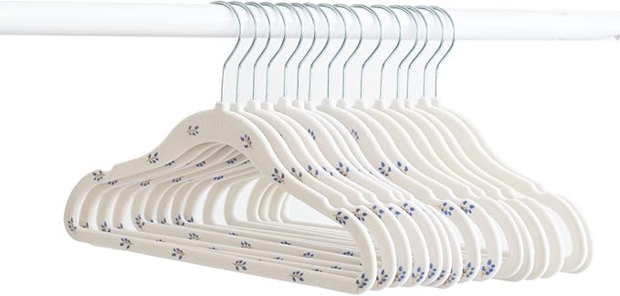 3 Sprouts Velvet Baby Hangers - Non-Slip Hangers for Infant and Toddler Clothes - Slim Space-Saving Design with Nordic Colors for Nursery - 30 Pack - Blueberry & Cream