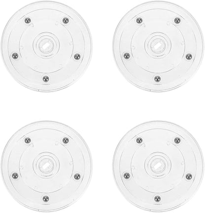 Geesatis 4" Acrylic Lazy Susan Turntable Organizer - 4 Pack Clear Swivel Plates with Steel Ball Bearings for Kitchen Base Turn Dining Table, Clear