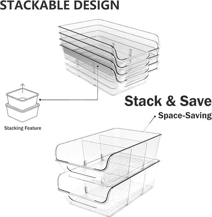 4 Pack Pantry Organizers,Clear Plastic Organizer Bins for Kitchen,Fridge,Drawer Organization and Storage,3 compartment Snack Containers for Spice Packets,Tea bag