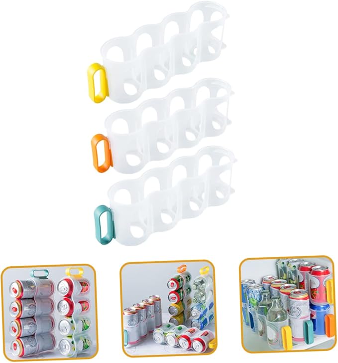 3pcs Soda Can Organizer for Fridge Space-saving Drink Can Holder Multi-use Beverage Storage Box for Refrigerators Freezers and Counters Random Color