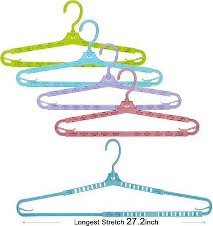 Extra Large Sturdy Hangers Big Drying Clothes Hangers Enlarge Adjustable Shoulder 16.4"-27.2" for Wide Polos Tops Cardigans Quilt Bath Towel and Tall Shirts 4Pack 4Colors